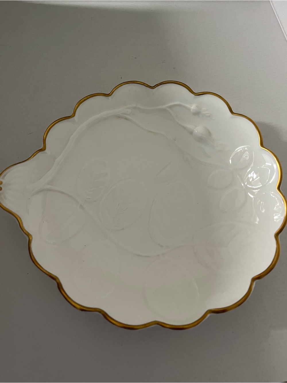 Royal Worcester White Serving Plate with Gold Trim “Blind Earl”